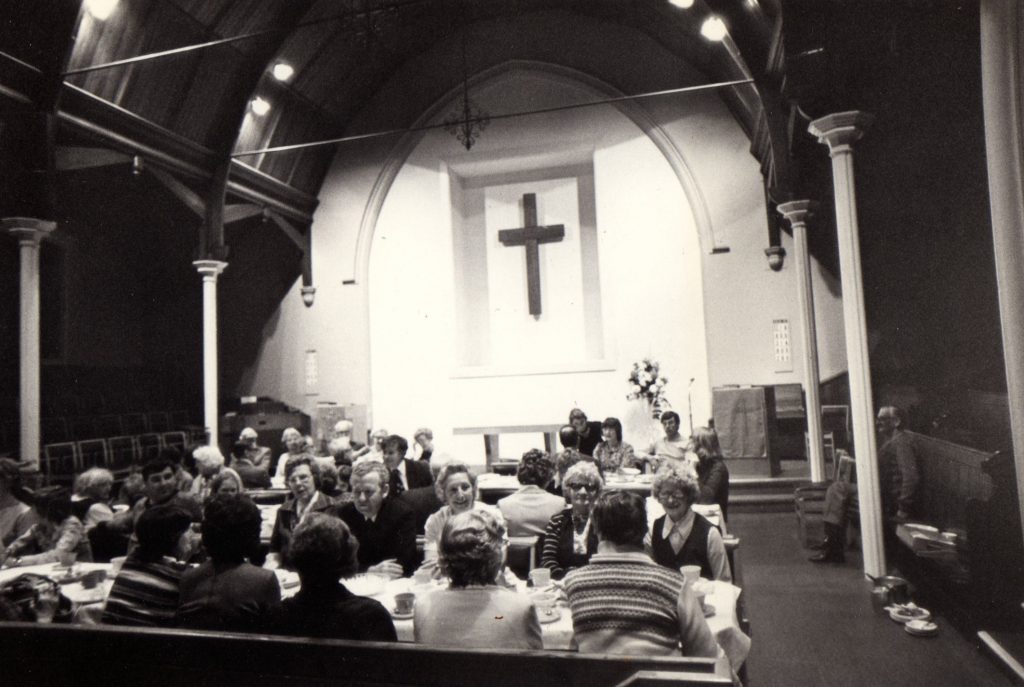 Meal in new worship area 1971