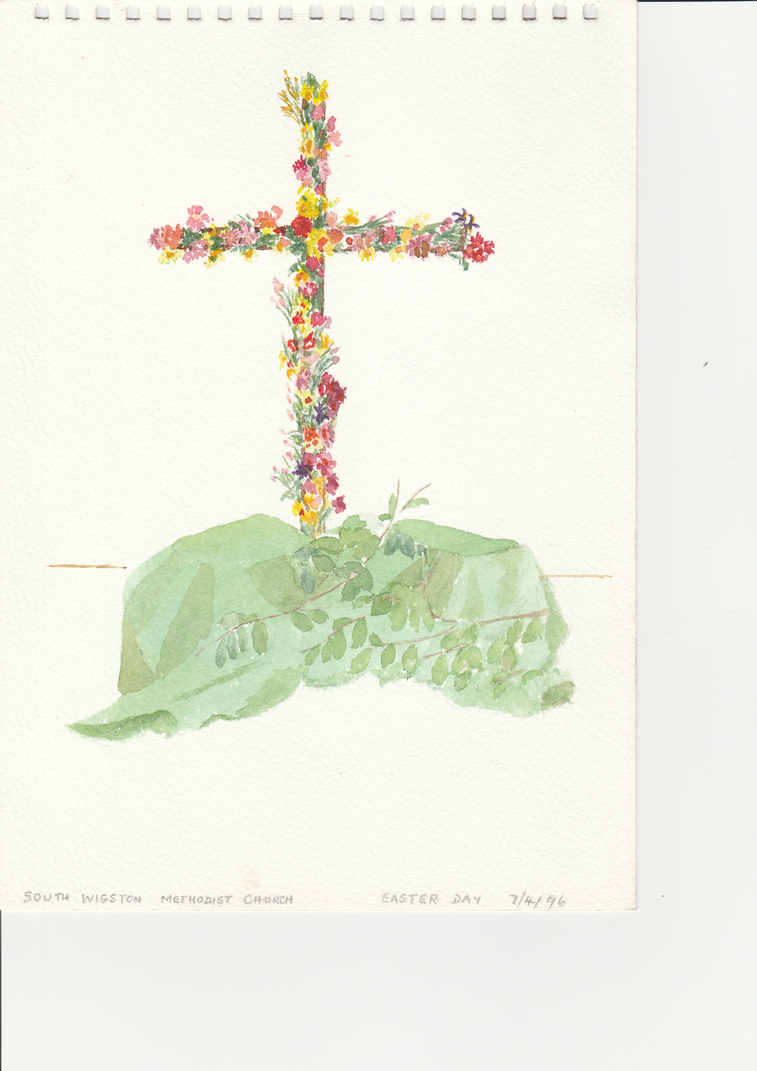 Lenten Cross - watercolour by Helen Butler